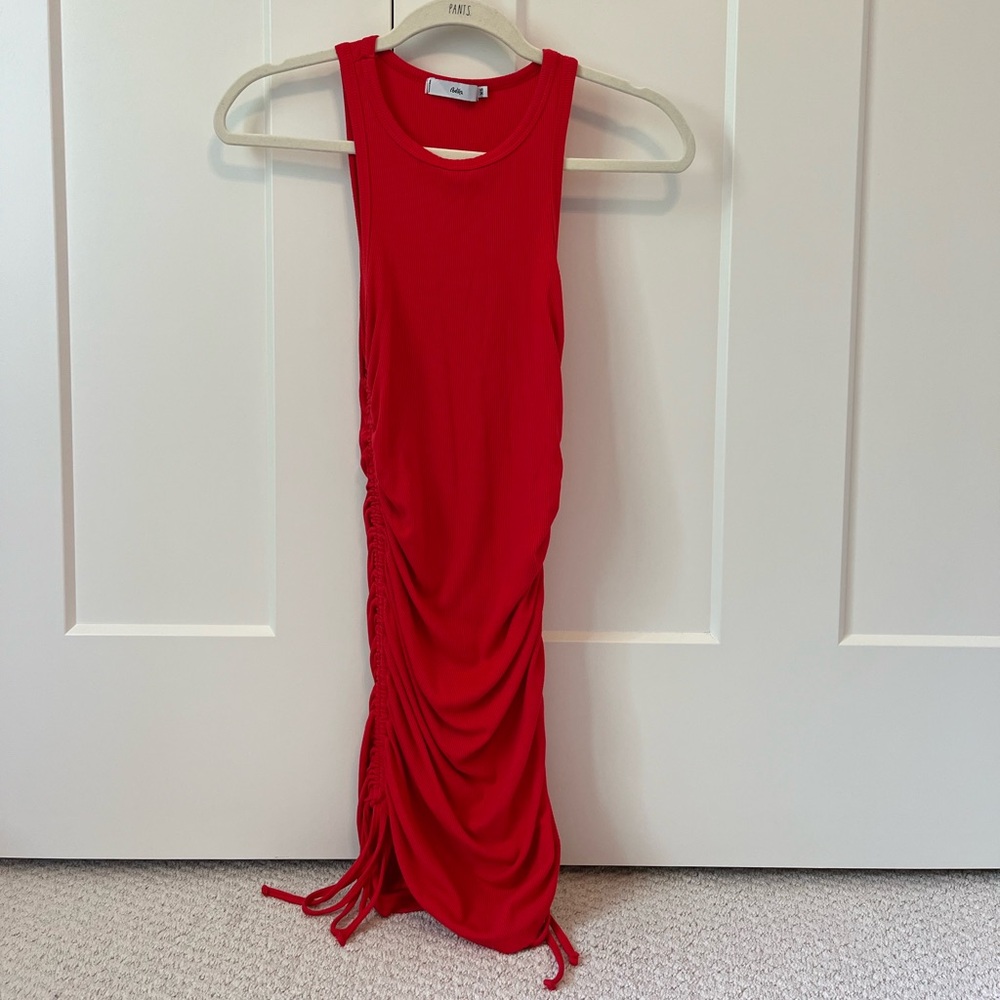 Red Ribbed Mini Dress